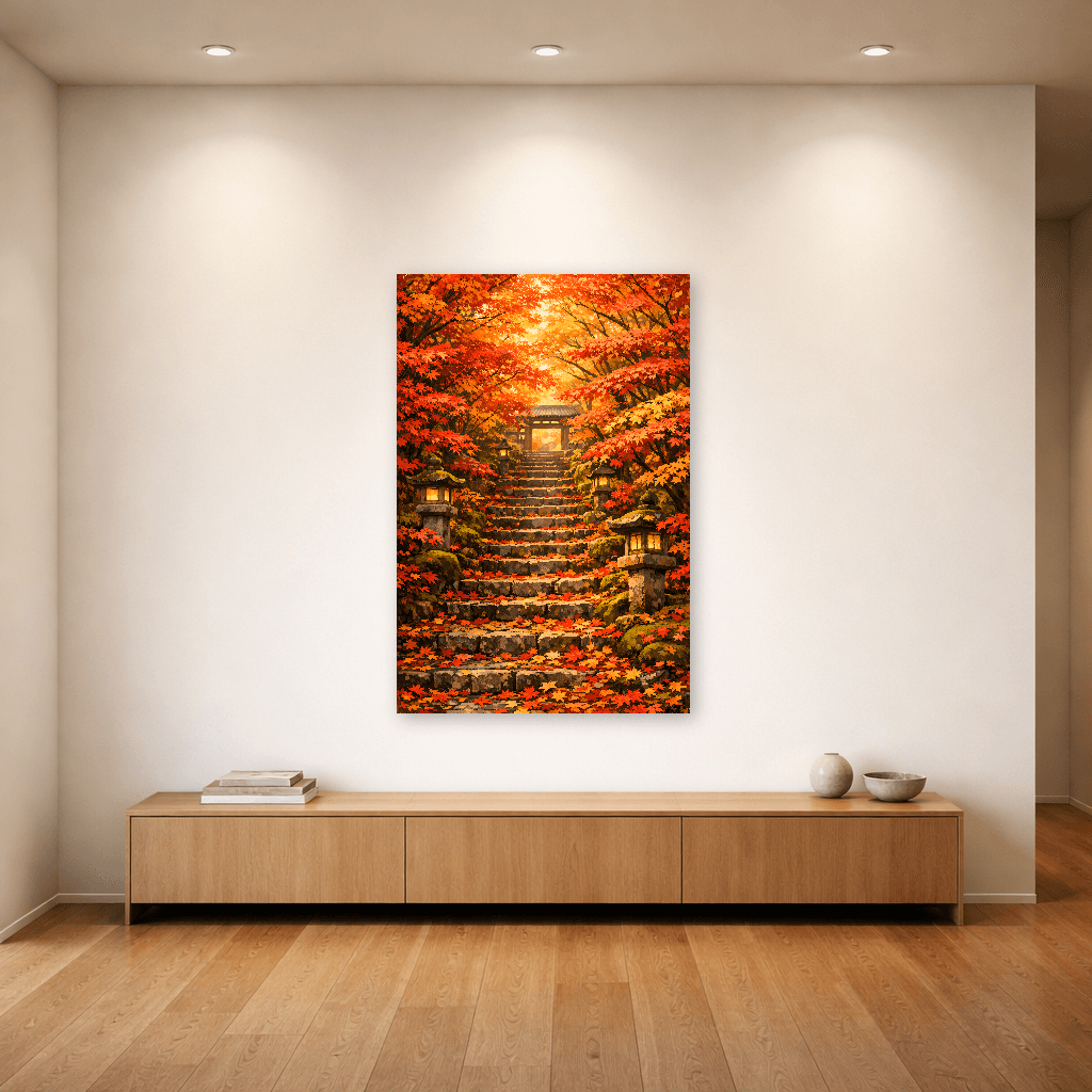 Sentiero del Tempio Momiji d'Autunno - Arte Murale Giapponese - Room Scene 4