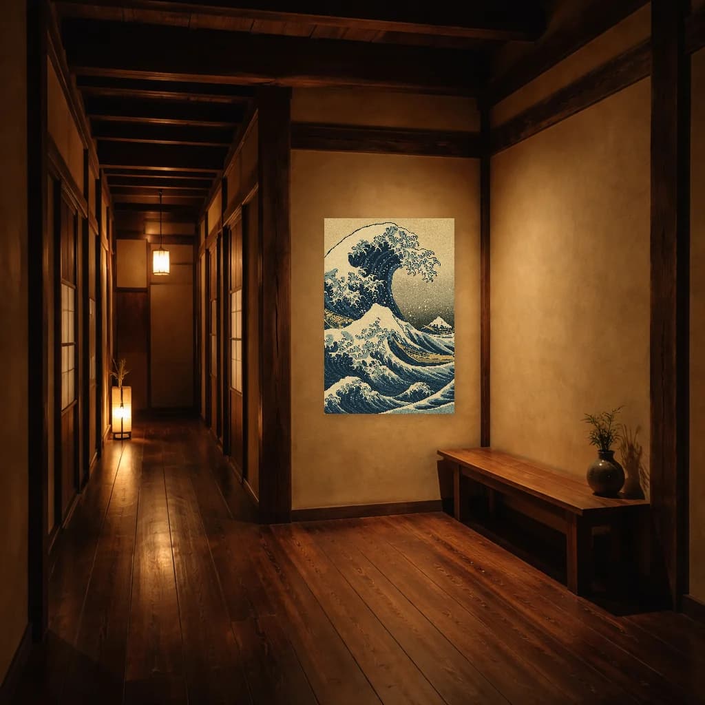 La Grande Onda - Kanagawa - Arte Giapponese da Parete - Room Scene 5