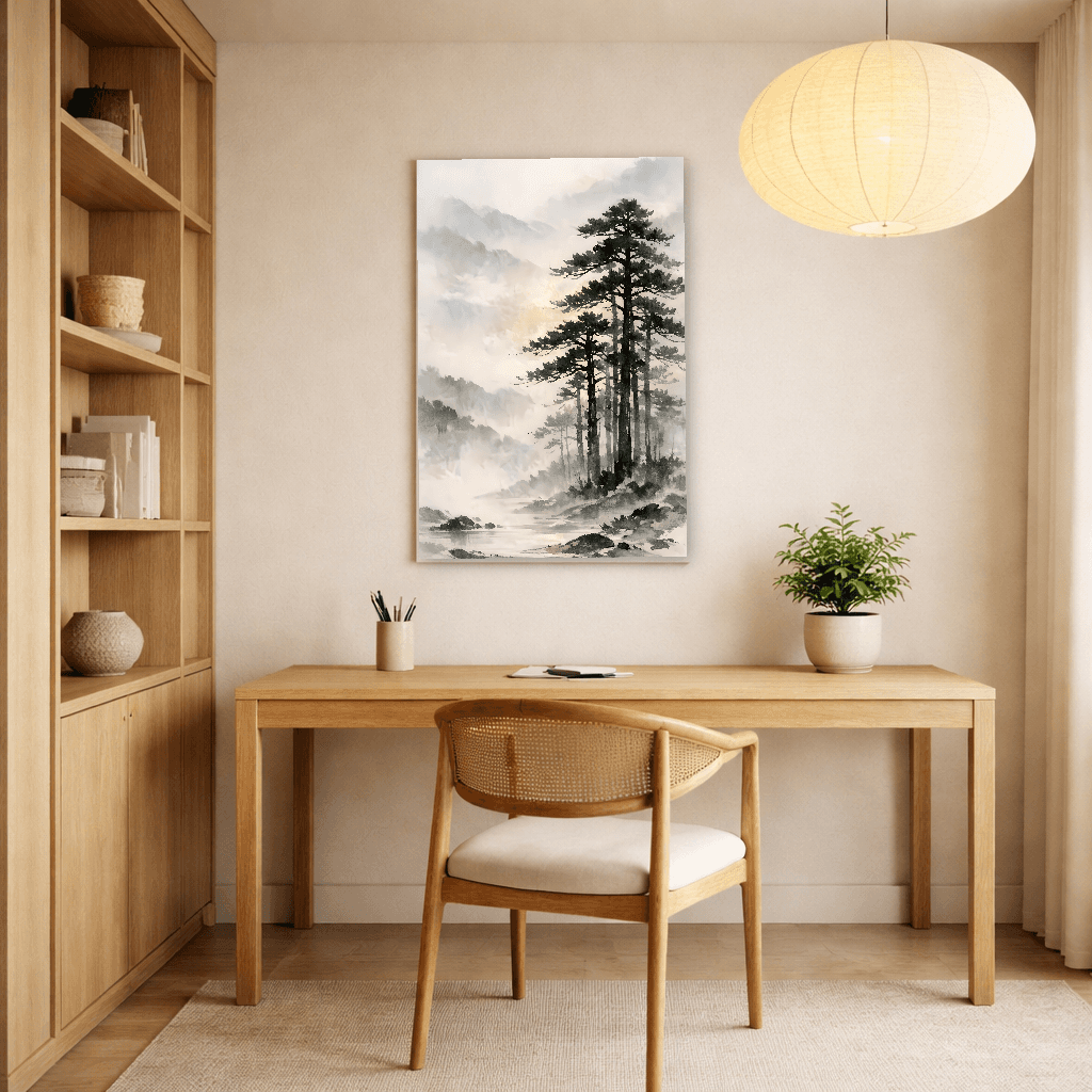 Armonia di Pini e Nebbia - Japanese Wall Art - Room Scene 2