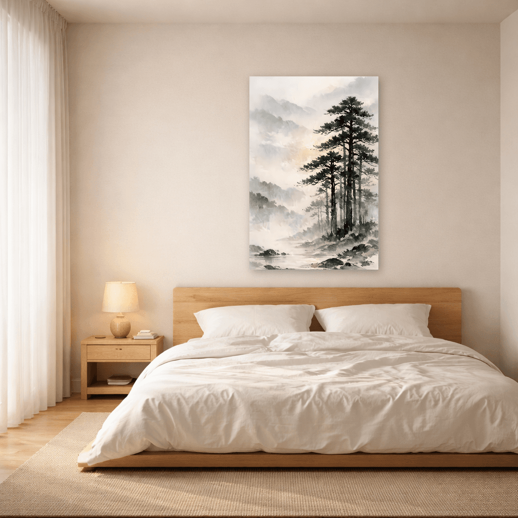 Armonia di Pini e Nebbia - Japanese Wall Art - Room Scene 3