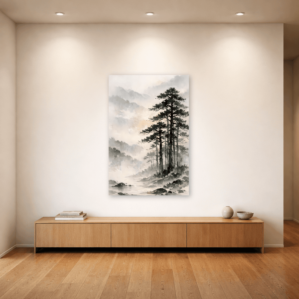 Armonia di Pini e Nebbia - Japanese Wall Art - Room Scene 4