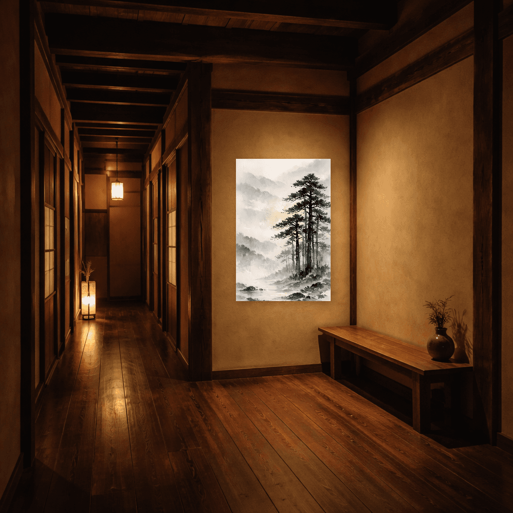 Armonia di Pini e Nebbia - Japanese Wall Art - Room Scene 5