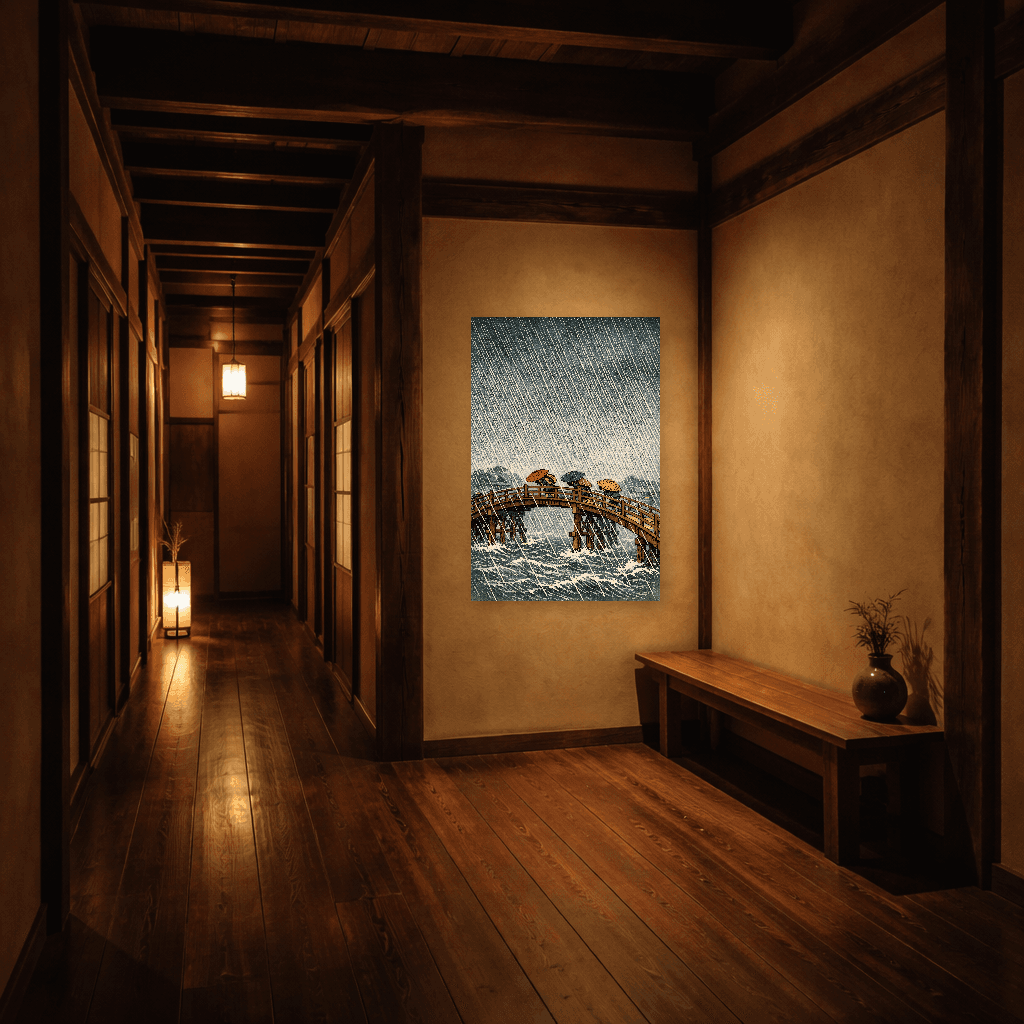 Hiroshige - Pioggia sul Ponte - Arte Murale Giapponese - Room Scene 5