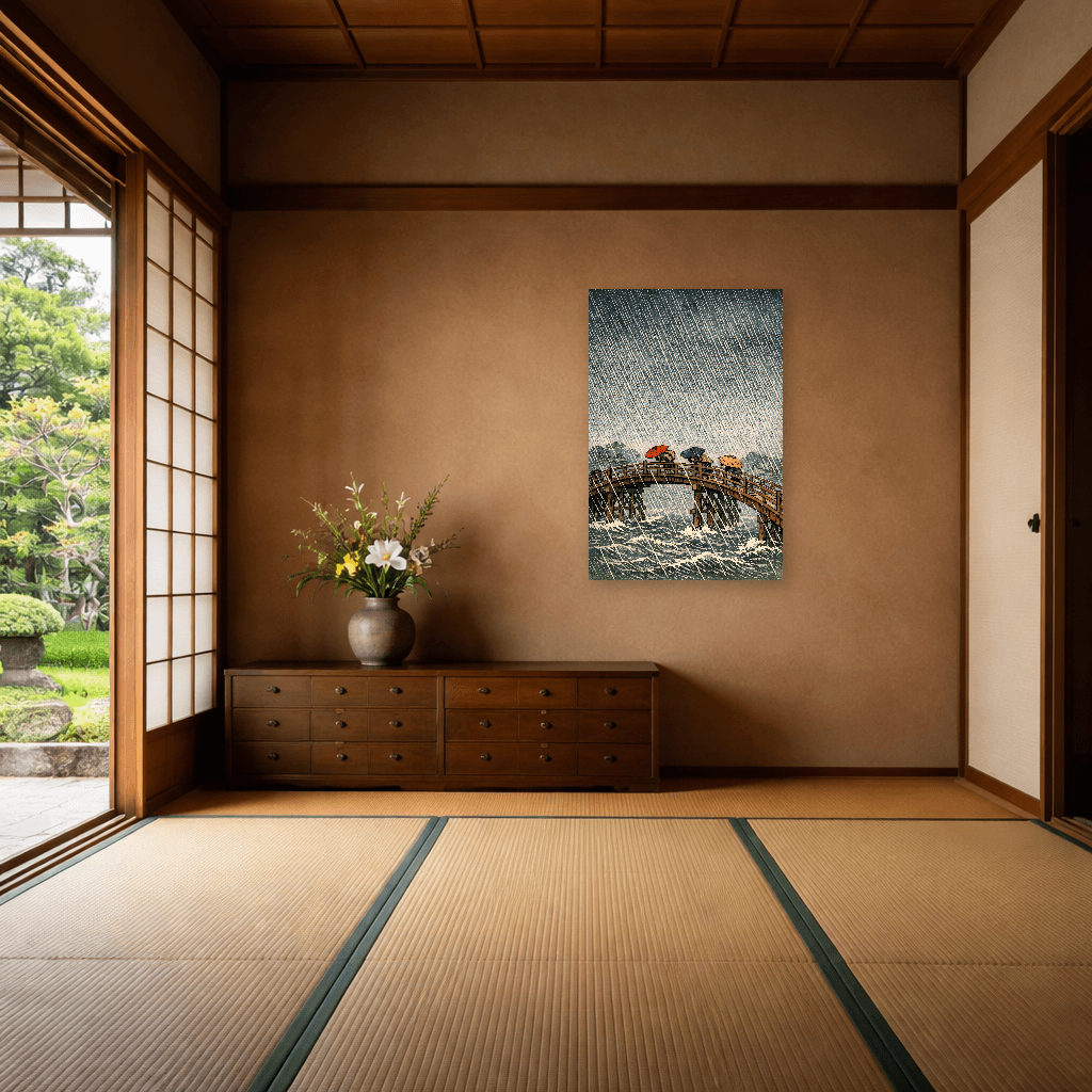 Hiroshige - Pioggia sul Ponte - Arte Murale Giapponese - Room Scene 6