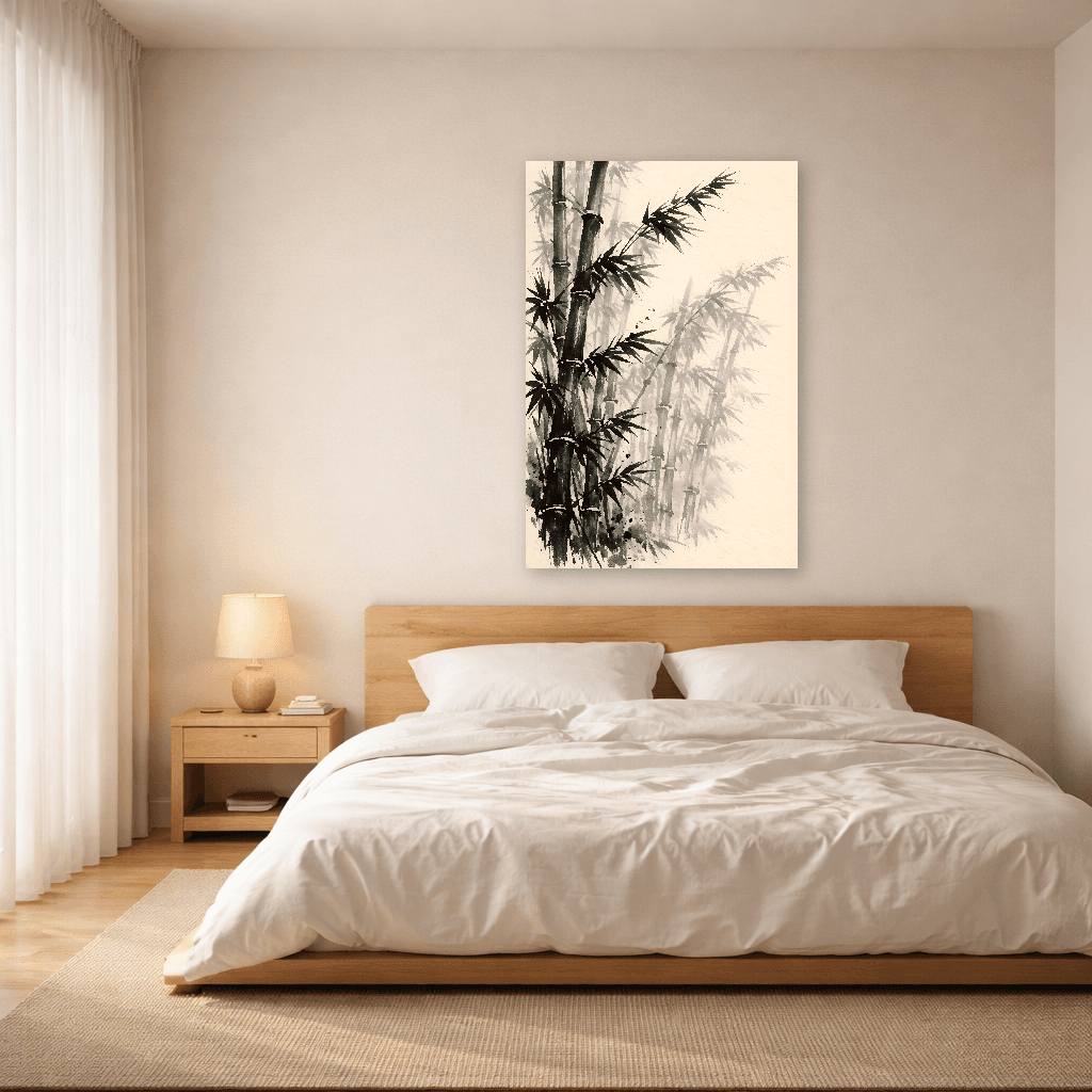 Sumi-e Bamboo Forest - Japanese Wall Art - Room Scene 3