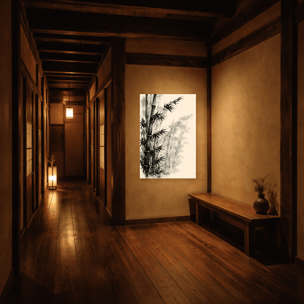 Sumi-e Bamboo Forest - Japanese Wall Art - Room Scene 5