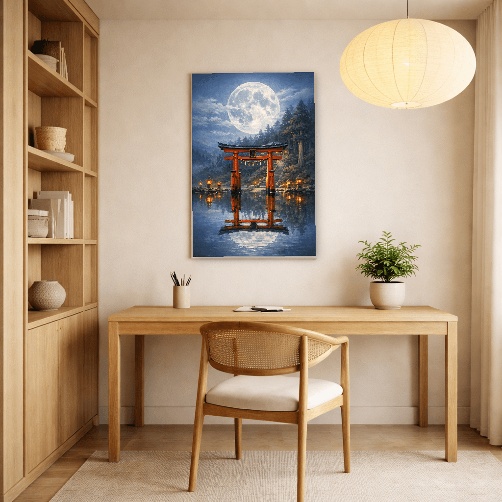 Moonlit Torii Gate - Japanese Wall Art - Room Scene 2