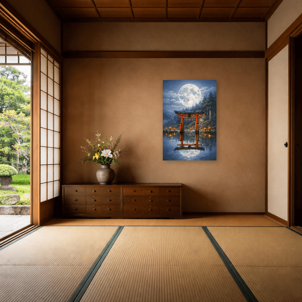 Moonlit Torii Gate - Japanese Wall Art - Room Scene 6