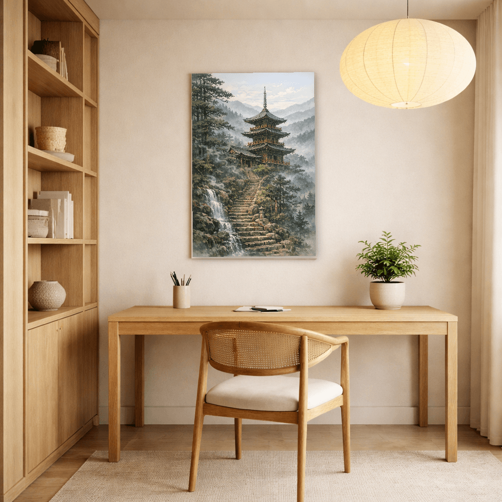 Tempio nella Nebbia - Japanese Wall Art - Room Scene 4