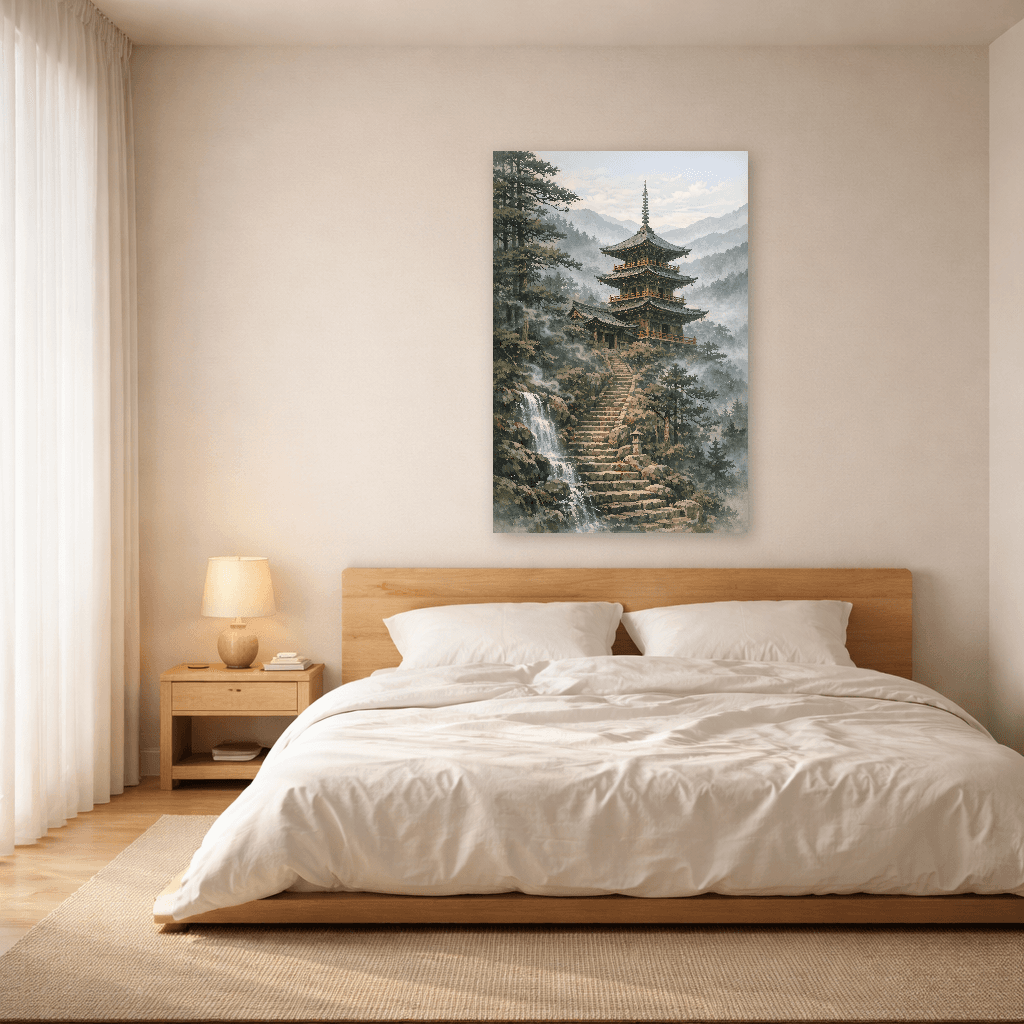 Tempio nella Nebbia - Japanese Wall Art - Room Scene 5