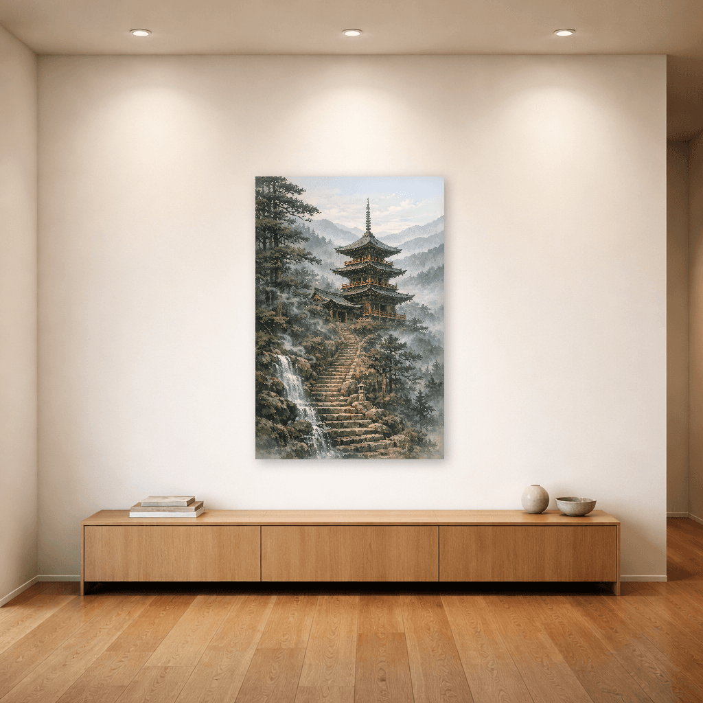 Tempio nella Nebbia - Japanese Wall Art - Room Scene 6