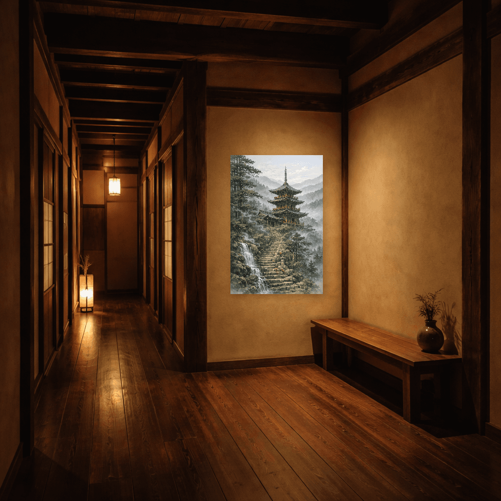 Tempio nella Nebbia - Japanese Wall Art - Room Scene 8